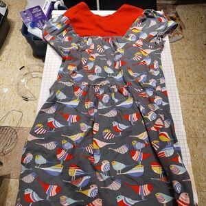 Tea Collection Girl Long Casual Bird Print Grey Red Spring Cotton Summer Fall